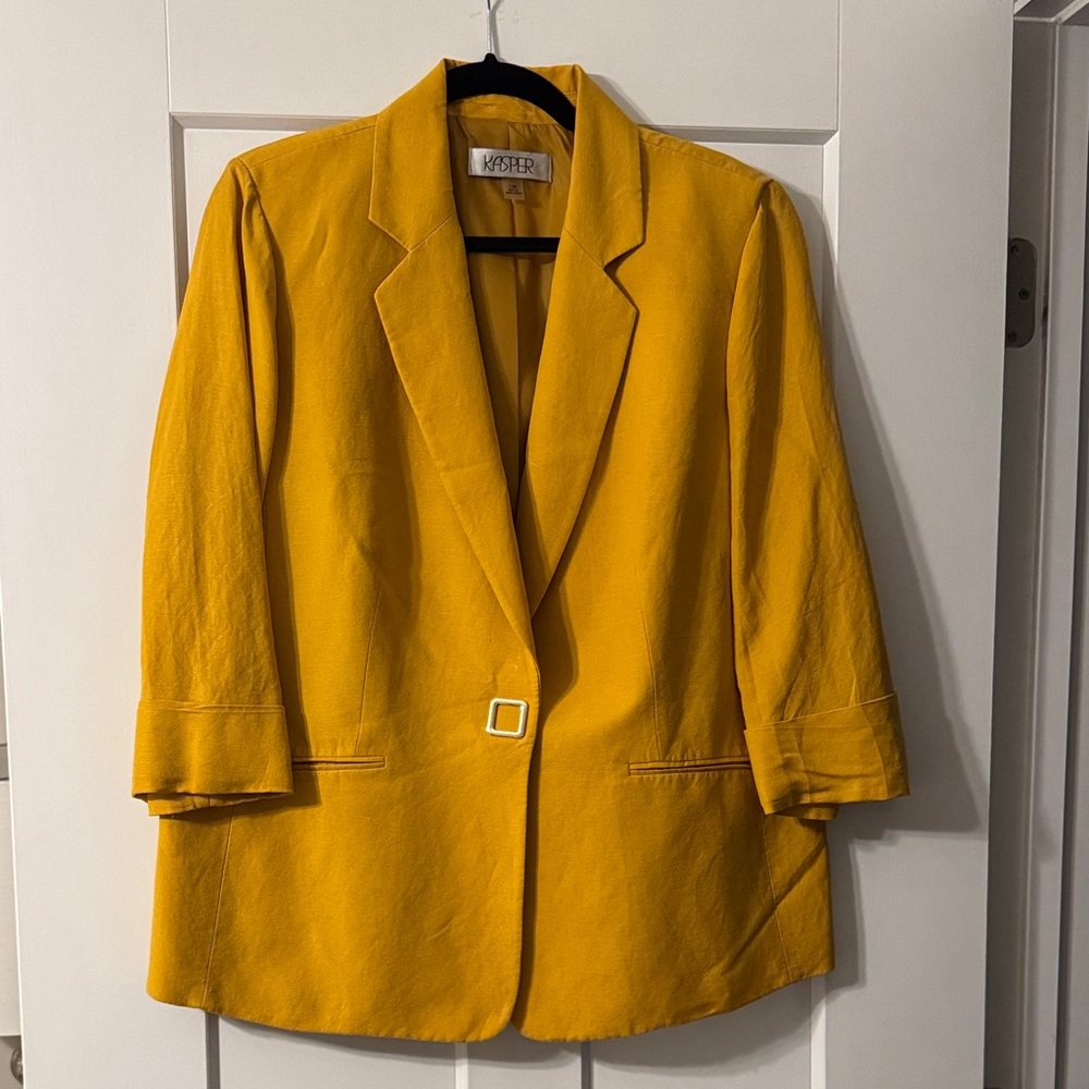 Kasper Women's Bright Mustard Yellow Single-Button Blazer